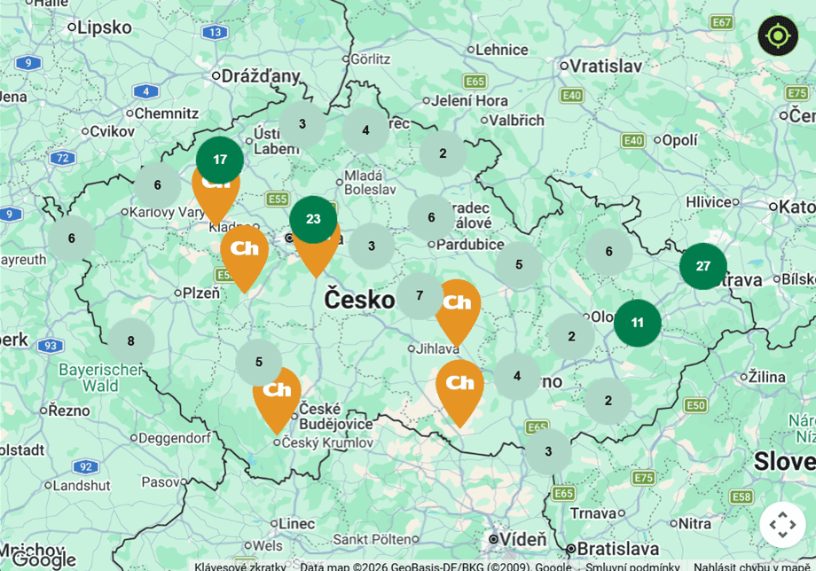 Chance provozuje mnoho poboček
