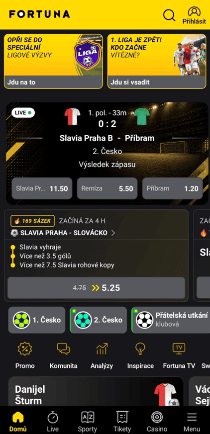 Fortuna mobilní aplikace