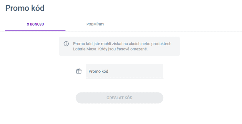 Pole pro zadání promo kódu