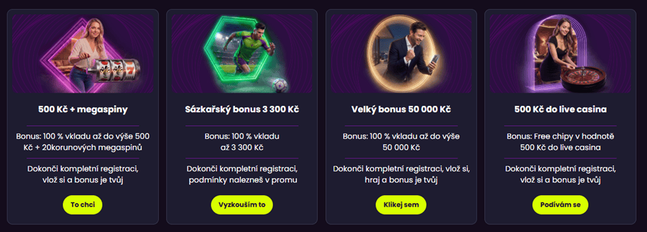 Výběr z registračních bonusů