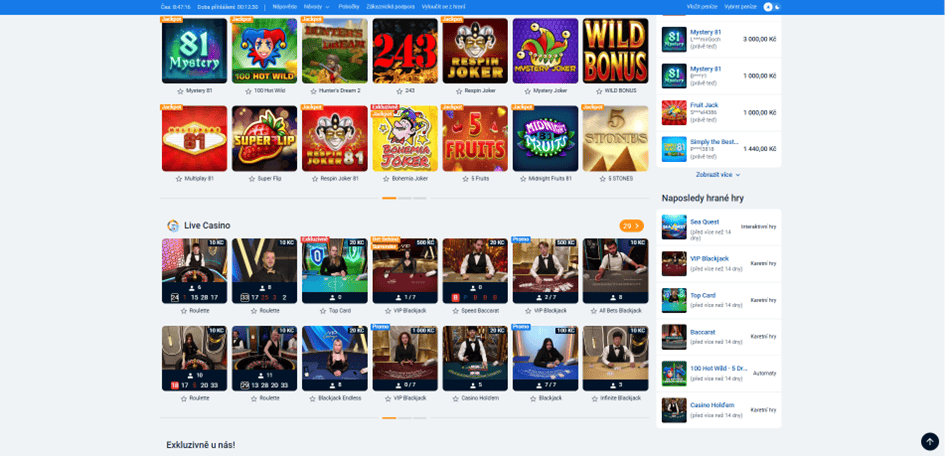 Nabídka casino her