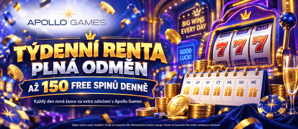 Získejte týdenní rentu až 150 free spinů denně na Apollo Games