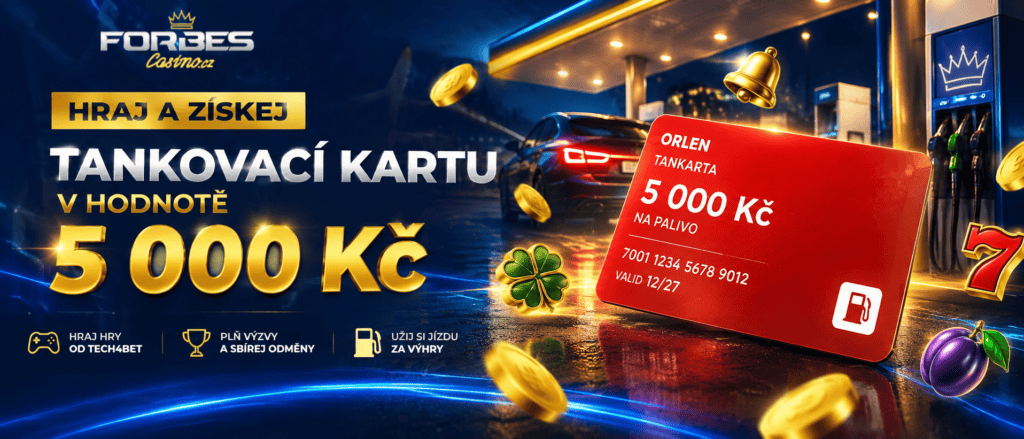Tankovací karta v hodnotě 5 000 Kč za hraní her od Tech4Bet na Forbes casinu