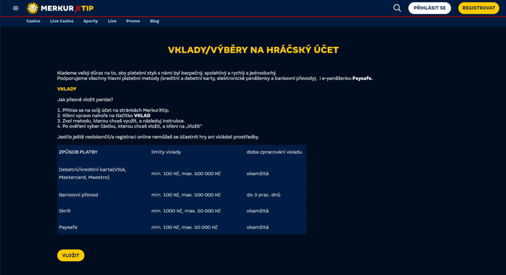 Platební metody v casinu