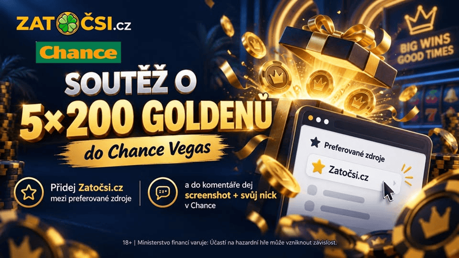 Pojďte si zasoutěžit o 5× 200 Goldenů do Chance Vegas!