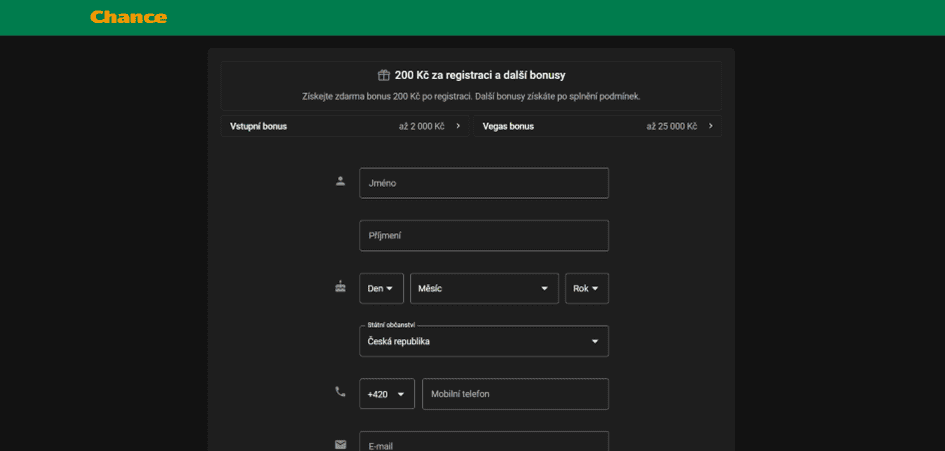 Proces registrace
