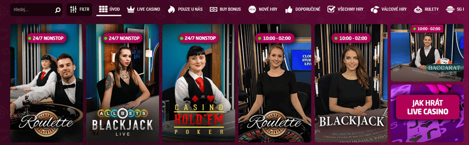 Live casino hry