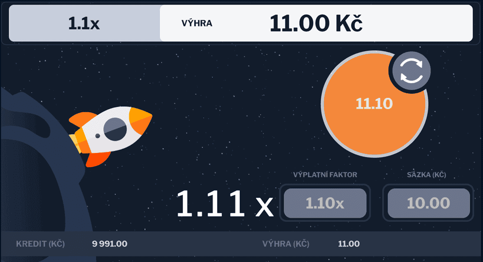 Crash hra Raketa