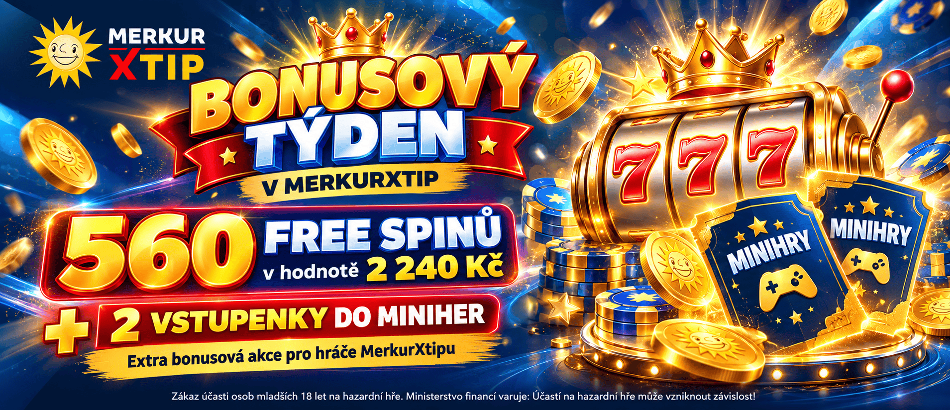 Bonusový týden v MerkurXtip: 560 free spinů v hodnotě 2 240 Kč a 2 vstupenky do MiniHer!