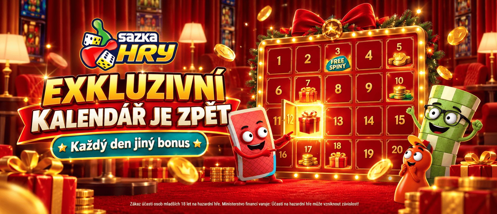 Exkluzivní kalendář od Sazka Her je zpět - získejte každý den jiný bonus!