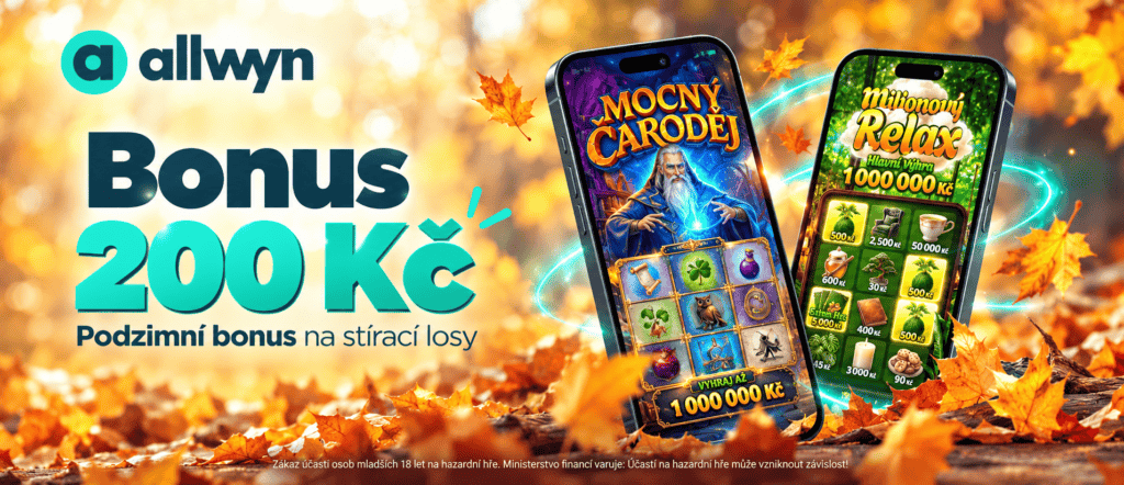 Vyzvedněte si podzimní bonus 200 Kč na stírací losy na Allwyn