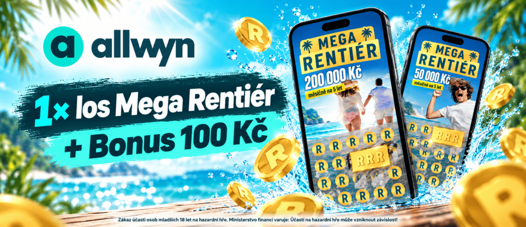 Allwyn nabízí 1 los Mega Rentiér zdarma a bonus 100 Kč!