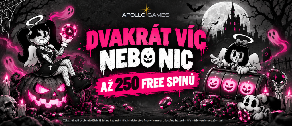 Halloweenský bonus na Apollo Games dvakrát víc nebo nic přináší až 250 free spinů