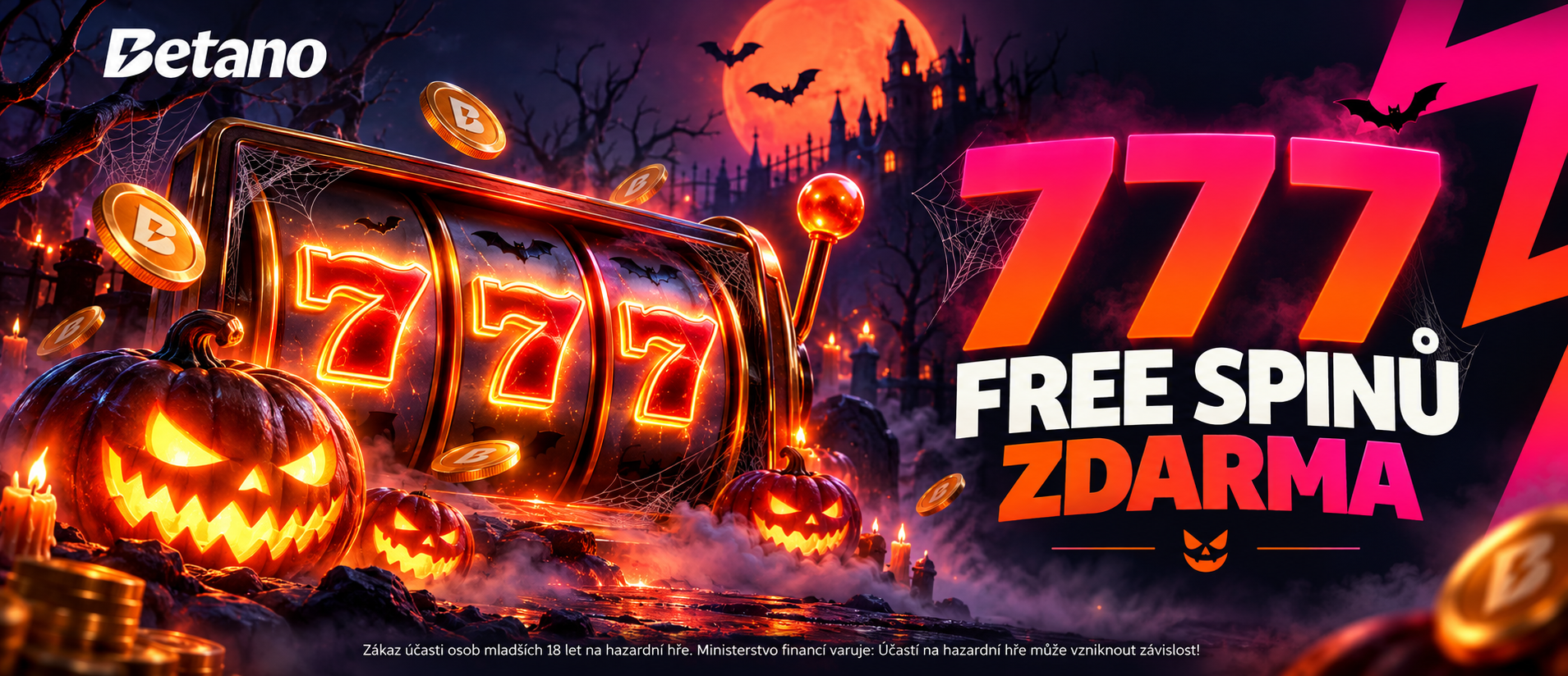 Halloweenský registrační bonus od Betana: získejte 777 free spinů s promo kódem BUBUBU!