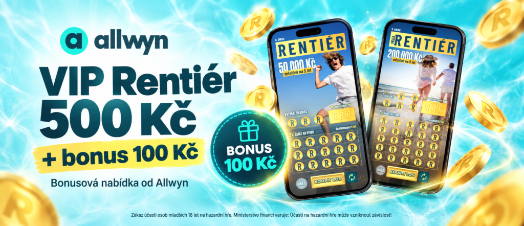 Skočte si na Allwyn pro VIP Rentiér v hodnotě 500 Kč a bonus 100 Kč