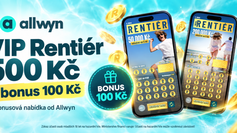 Skočte si na Allwyn pro VIP Rentiér v hodnotě 500 Kč a bonus 100 Kč