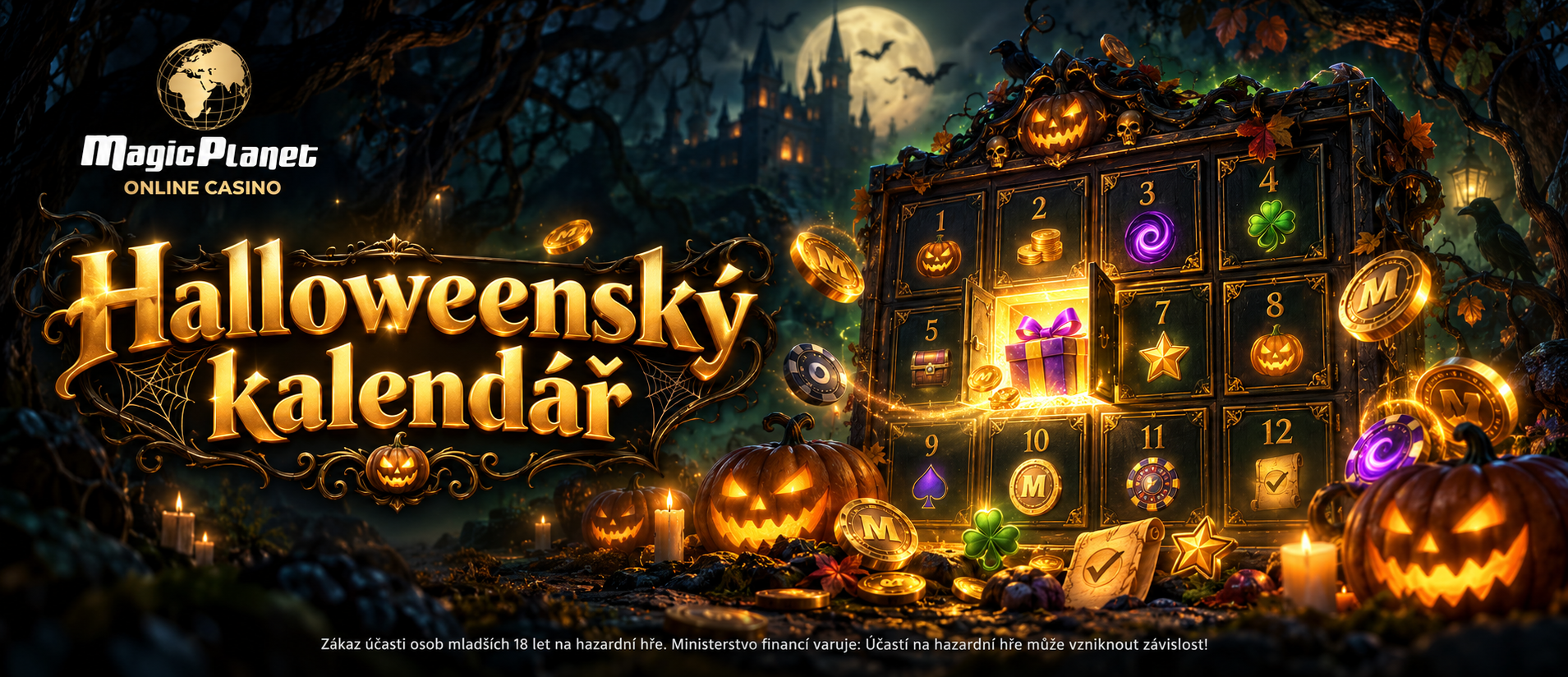 Halloweenský kalendář od Magic Planet: Magicoiny, free spiny a mise každý den!