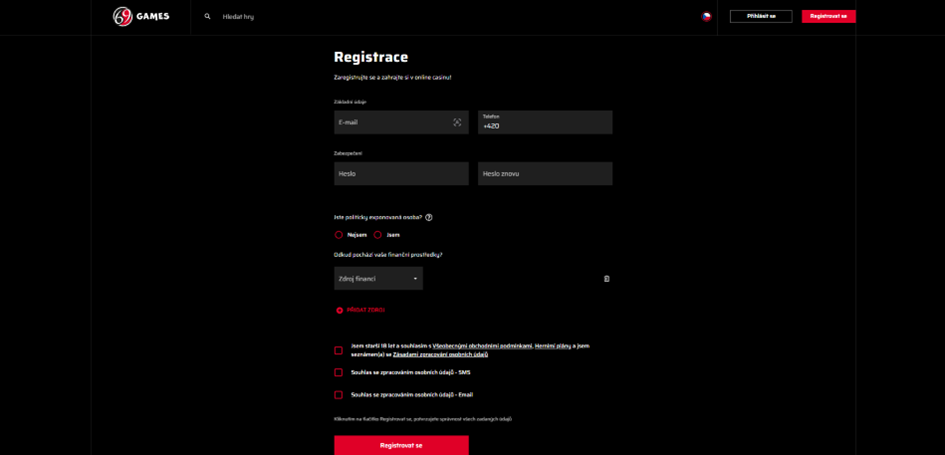 Registrační formulář
