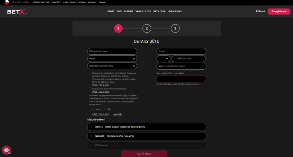 Registrační formulář