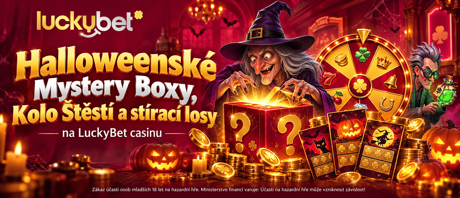 Halloweenské minihry od LuckyBet: Mystery Boxy, Kolo Štěstí a stírací losy