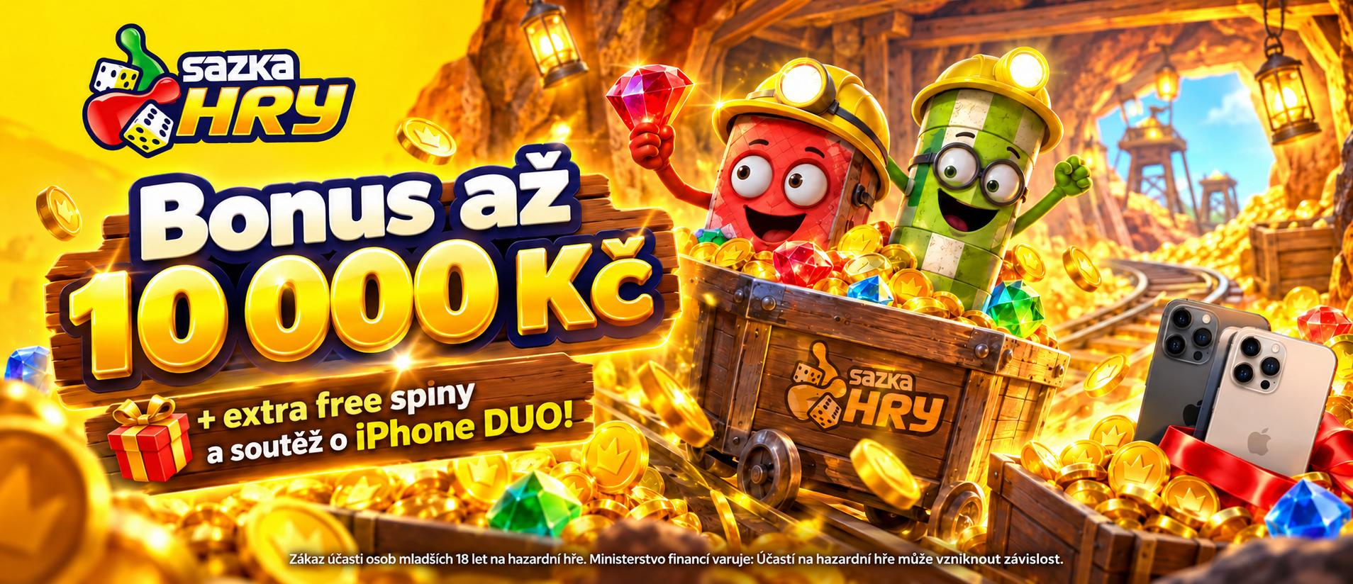 Bonusová horečka na Sazka Hrách: berte až 10 000 Kč a free spiny + soutěž o iPhone DUO!