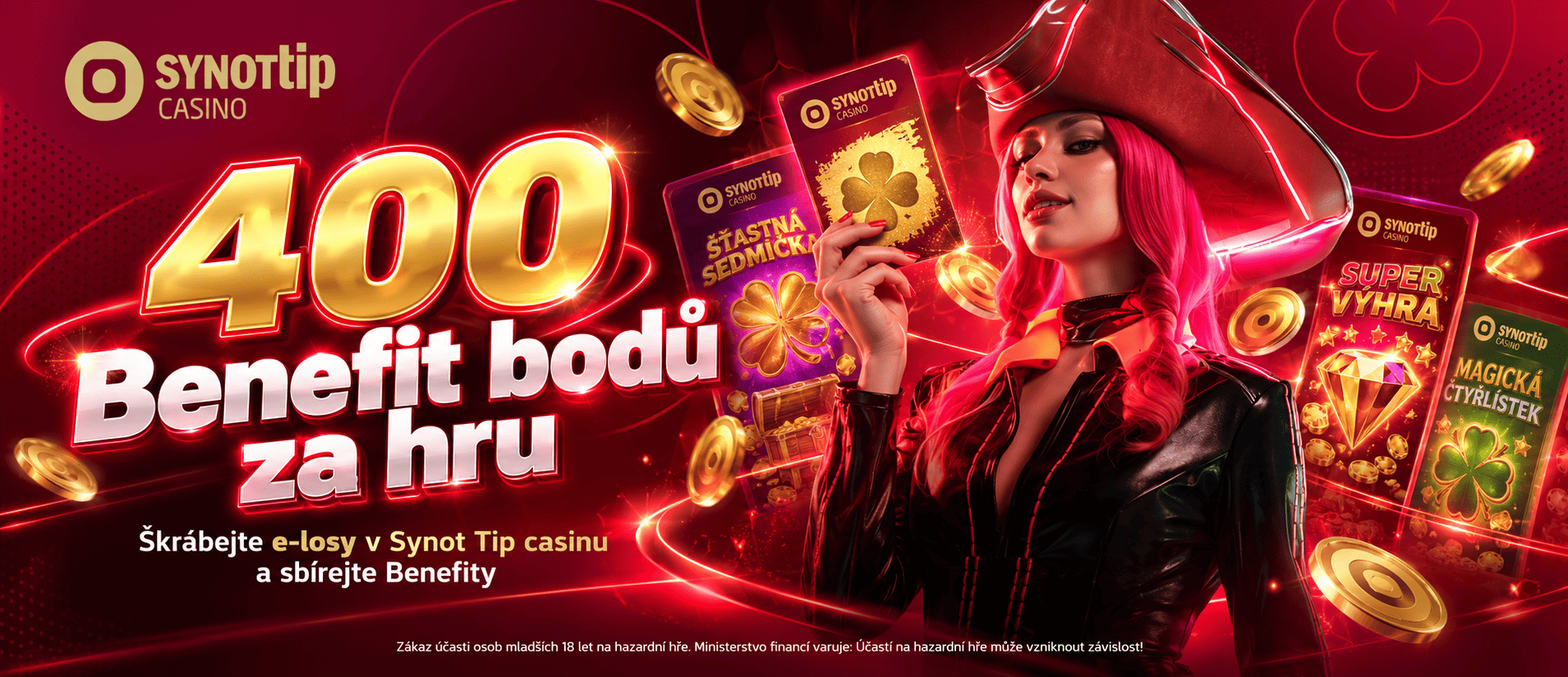 Vyzvedněte si 400 Benefit bodů za stírání e-losů v casinu SynotTip