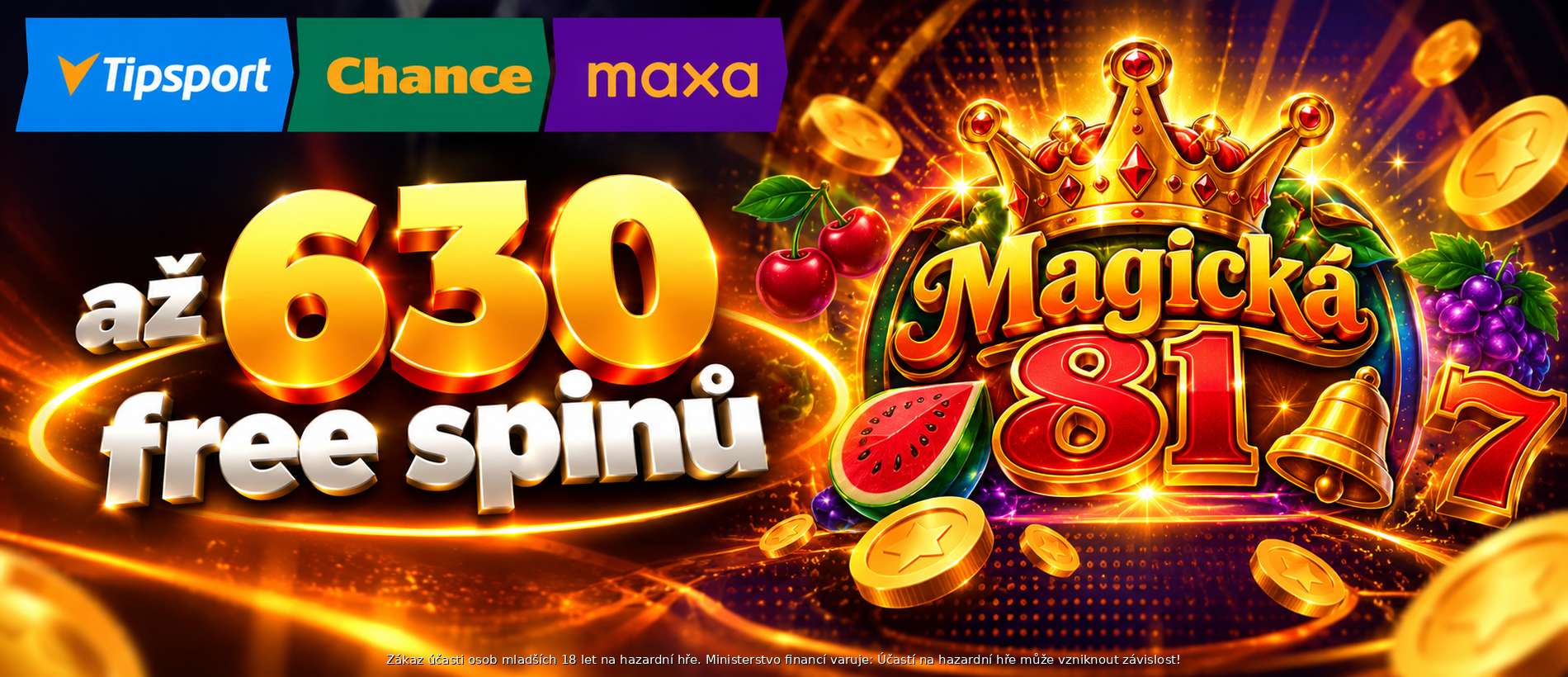 7 bonusů s Magickou 81 ve Vegas - seberte až 630 free spinů od Tipsportu, Chance a Maxy!