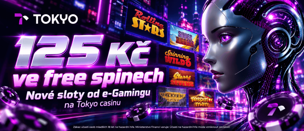 Nové sloty od e-Gamingu na Tokyo casinu přináší 125 Kč ve free spinech